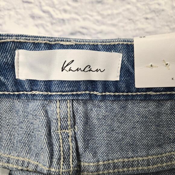 NWT KanCan Bella Denim Skirt Ripped Distressed Fray Hem Light Wash size XS - Picture 9 of 13